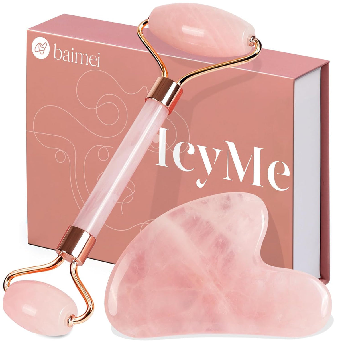 Rose Quartz Facial Roller & Gua Sha Set