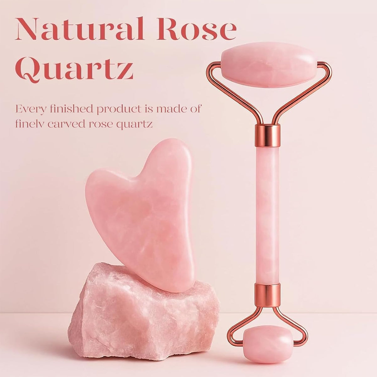 Rose Quartz Facial Roller & Gua Sha Set